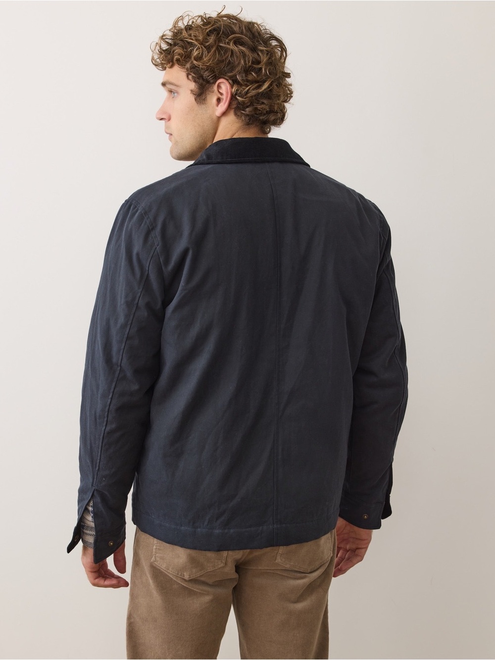 Marine Layer Navy Blue Field Jacket with Corduroy Trim - Picture 4 of 15